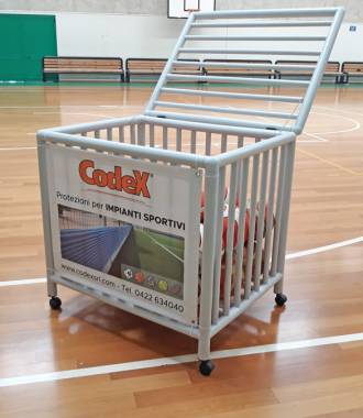 carrello porta palloni, cesta porta palloni palestra