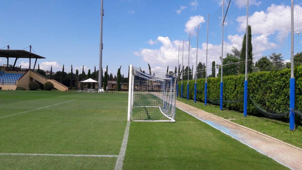 Coverciano soccer field pole protections