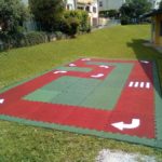 Tricycle track on non-trauma flooring